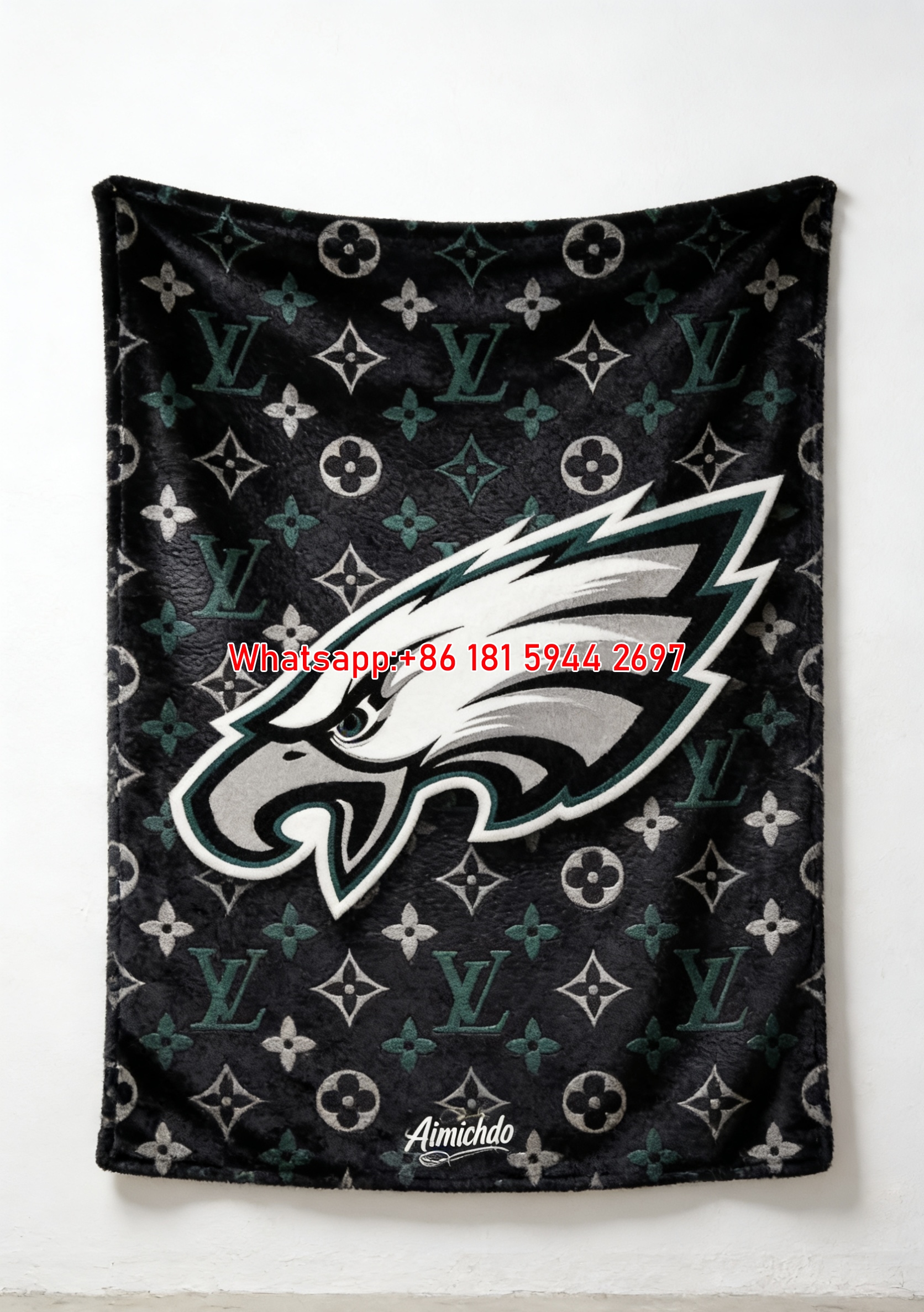 NFL Eagles Black Designer Wall Hanging Blanket 240